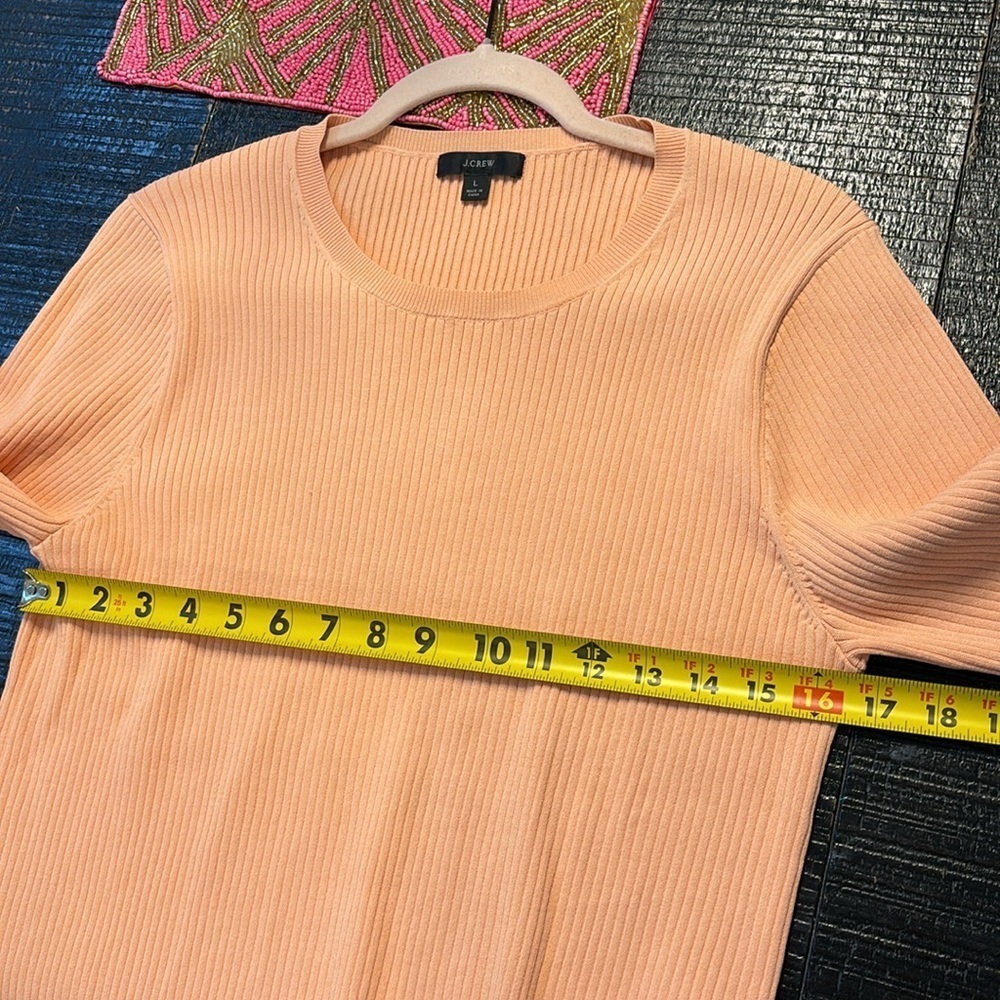 J. Crew Supersculpt ribbed stretch crewneck sweater T-Top Shirt in coral size L - Picture 5 of 11